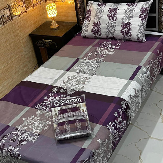 alkaram 4Pc Cotton Single Pair Bedsheet