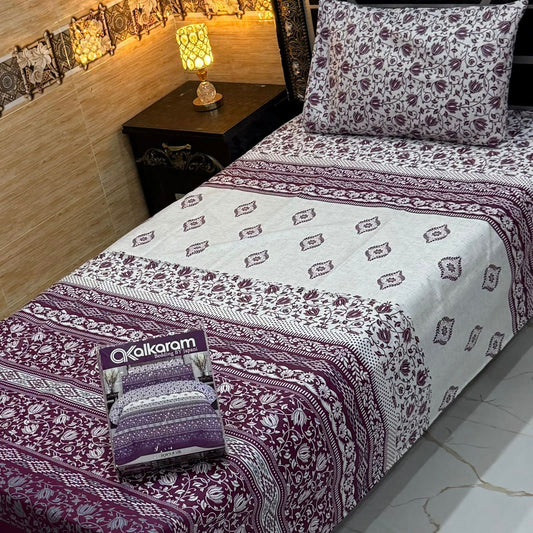 alkaram 4Pc Cotton Single Pair Bedsheet