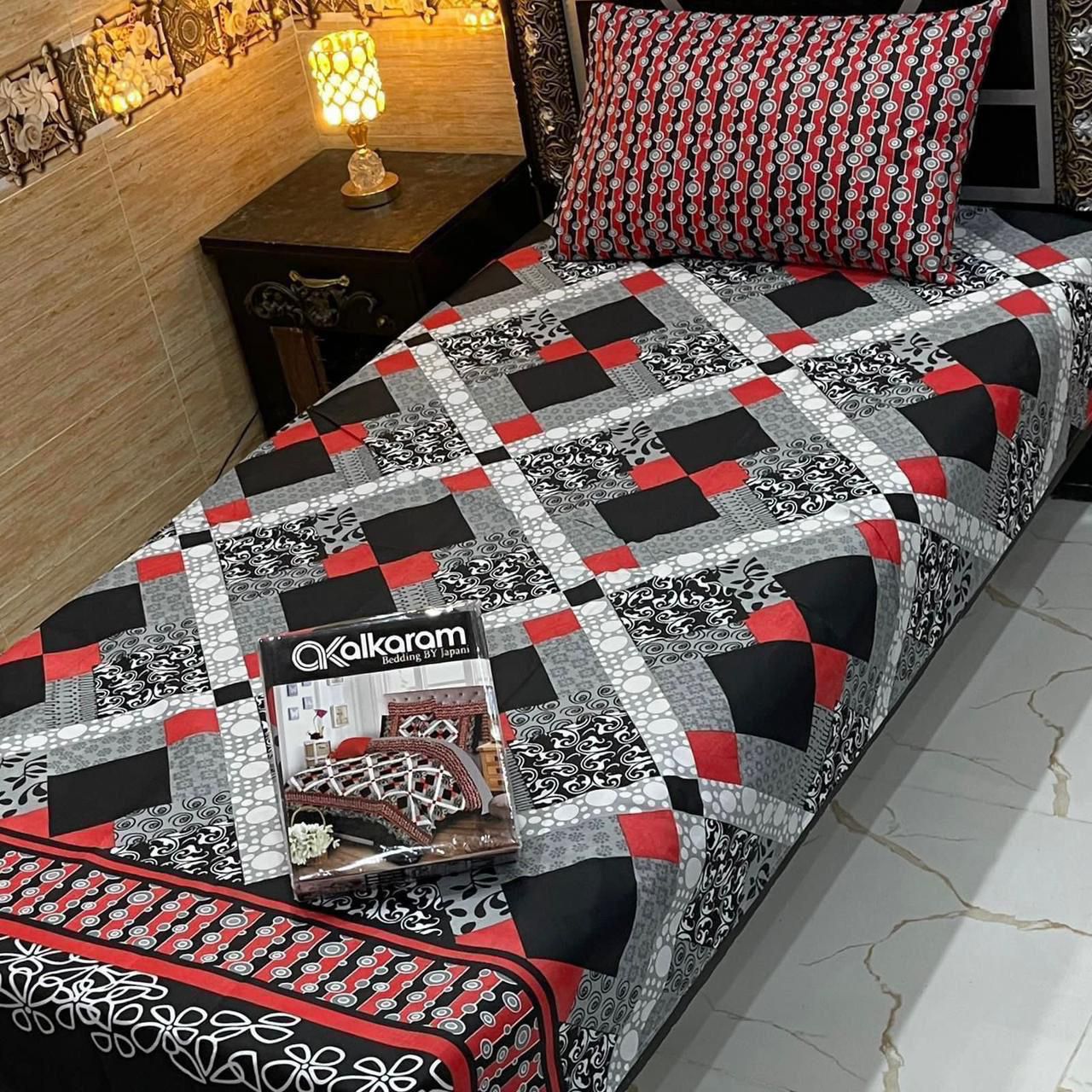 alkaram 4Pc Cotton Single Pair Bedsheet
