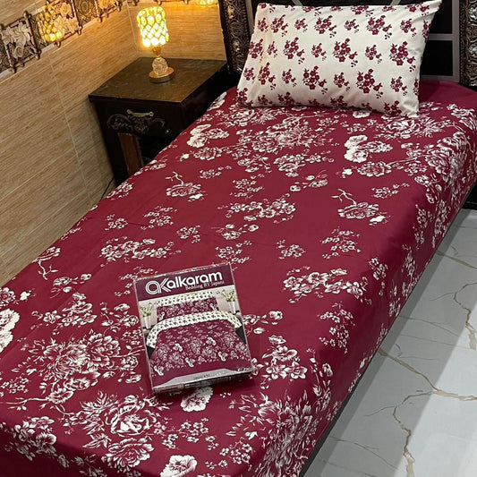 alkaram 4Pc Cotton Single Pair Bedsheet