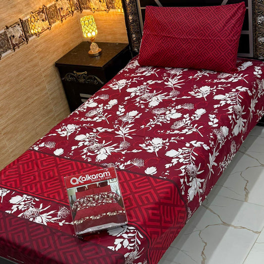 alkaram 4Pc Cotton Single Pair Bedsheet
