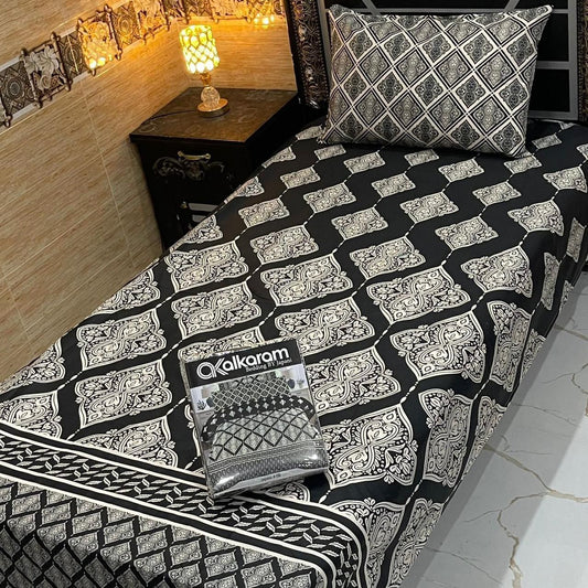 alkaram 4Pc Cotton Single Pair Bedsheet