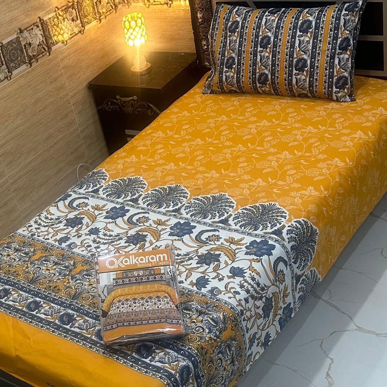 alkaram 4Pc Cotton Single Pair Bedsheet