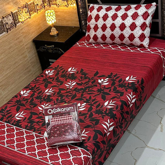 alkaram 4Pc Cotton Single Pair Bedsheet